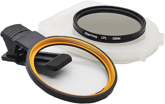52mm Clip-on CPL Phone Camera Lens Filter, Polarized Camera Lens CPL Filter for iPhone 16 15 Pro Max Plus 14 13 Pro Max Mini 12 11 X XS Galaxy
