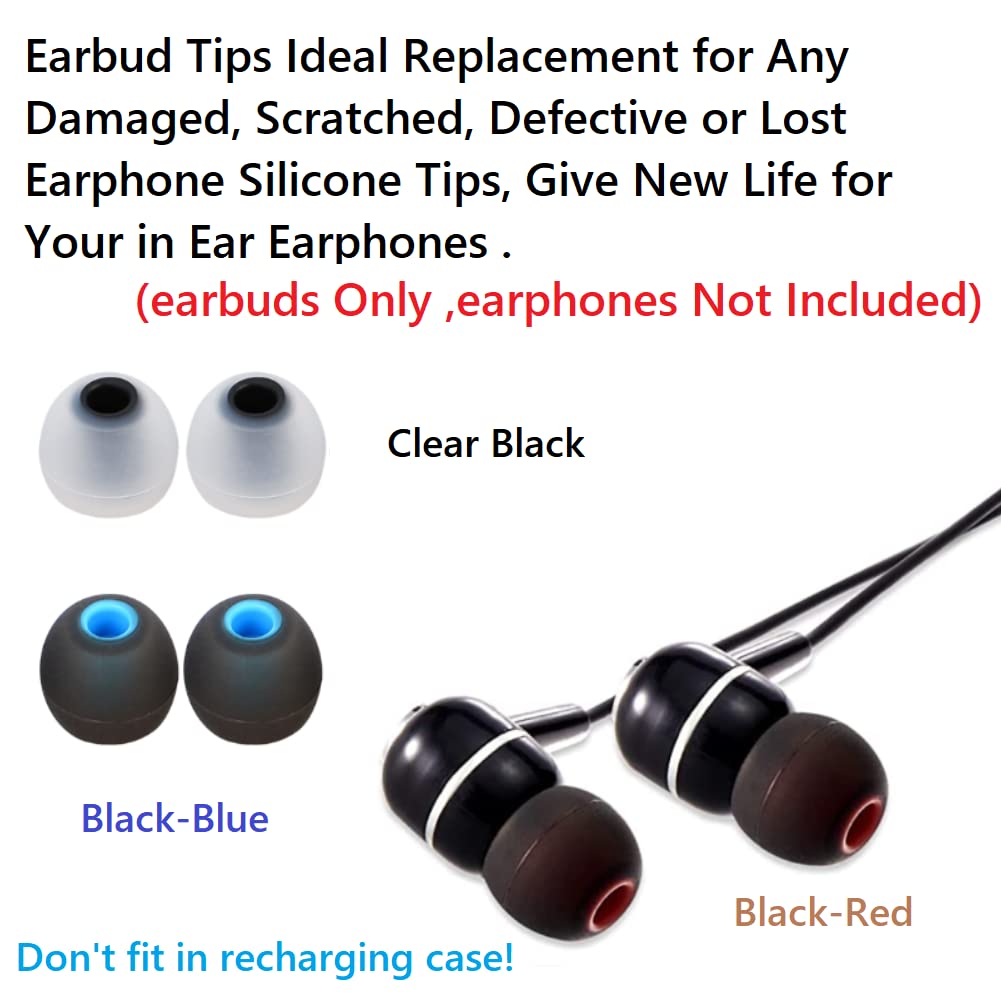 Earbud Silicone Ear Tips Earbuds Replacement Ear Tips Gels Bud for Popular in-Ear Headphones Other Inner Hole from 3.8mm - 5.1mm Earphones 9 Pairs S/M/L