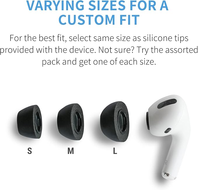 Comply Memory Foam Replacement Earbud Tips for Apple AirPods Pro 1 & 2 | Ultimate Comfort, Secure Fit, Superior Noise Isolation | Anti Slip, Prevent From Falling Out | Black, Small (3 Pairs)