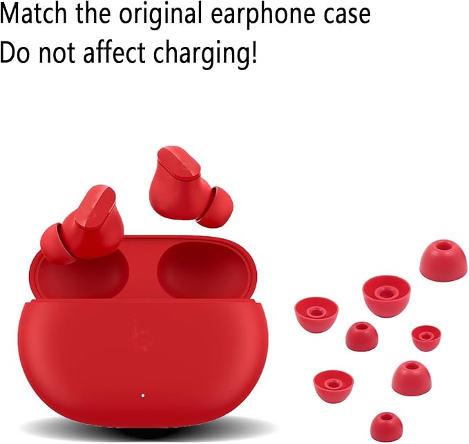 Replacement Silicone Ear Tips for Beats Fit Pro/Studio Buds/Studio Buds+ Headphone, 6 Pairs Earbuds Eartips L/M/S, Eargels Set Fit in Case, Earplug Ear Cap (Red)