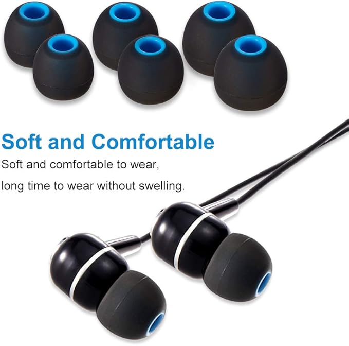 Earbud Tips Soft Silicone Earbuds Replacement Tips Fit for in-Ear Headphones(Inner Hole from 3.8mm -4.2mm Earphones) 9 Pairs S/M/L