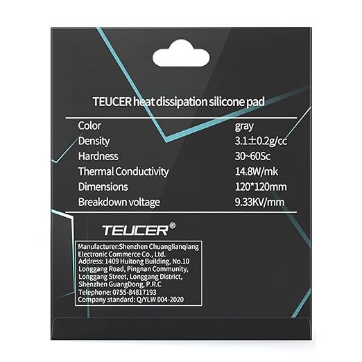Thermal Pad 14.8 W/mK, 120x120x2mm, Non Conductive Heat Resistance High Temperature Resistance, Silicone Thermal Pads for Laptop Heatsink GPU CPU LED Cooler (2mm)