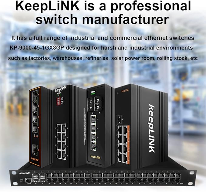 8 Port Industrial PoE Switch Unmanaged, Gigabit PoE Switch with 8 PoE+ Ports @245w, 1 SFP Slot, DIN Rail Hardened Network Switch, IP40
