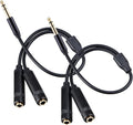HOSONGIN 1/4" Stereo Splitter Cable (2-Pack), 1/4 Inch TRS Male to Dual TRS Female Y Adapter, Gold-Plated, Noise-Free Audio Cable for Headphones, Amplifiers, Studio, 1.6Ft (20 inch)
