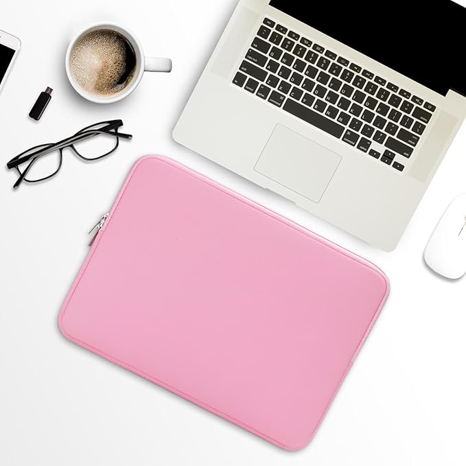 RAINYEAR 15 Inch Laptop Sleeve 15" Protective Soft Case Padded Cover Carrying Bag Specially Compatible with 15.4" MacBook Pro/Air A3241 A2941 A3114 A1938 A1707 A1990 (Pink, Upgraded Version)