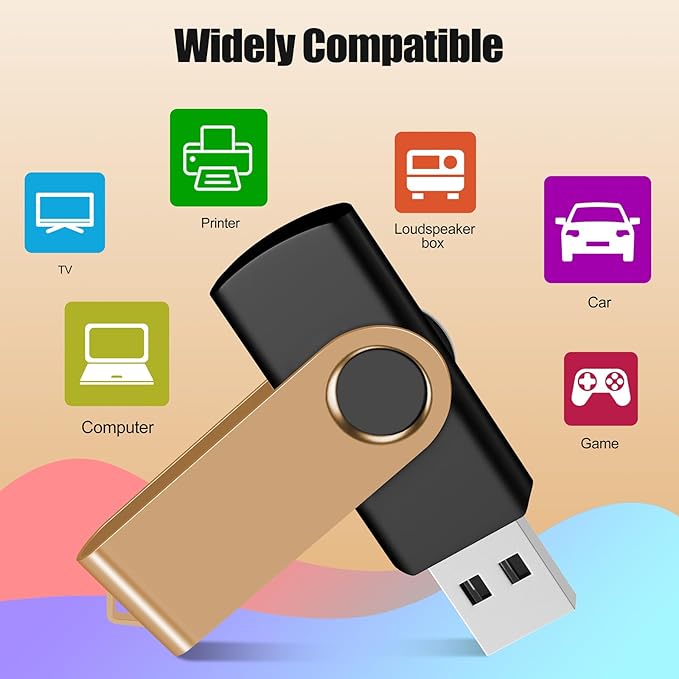 EASTBULL (Not 128GB) 128MB USB Flash Drive Bulk Thumb Drives 100 Pack with Lanyards USB 2.0 Memory Sticks Zip Drive Pen Drive for Storage and Backup Gold 100PCS 128MB