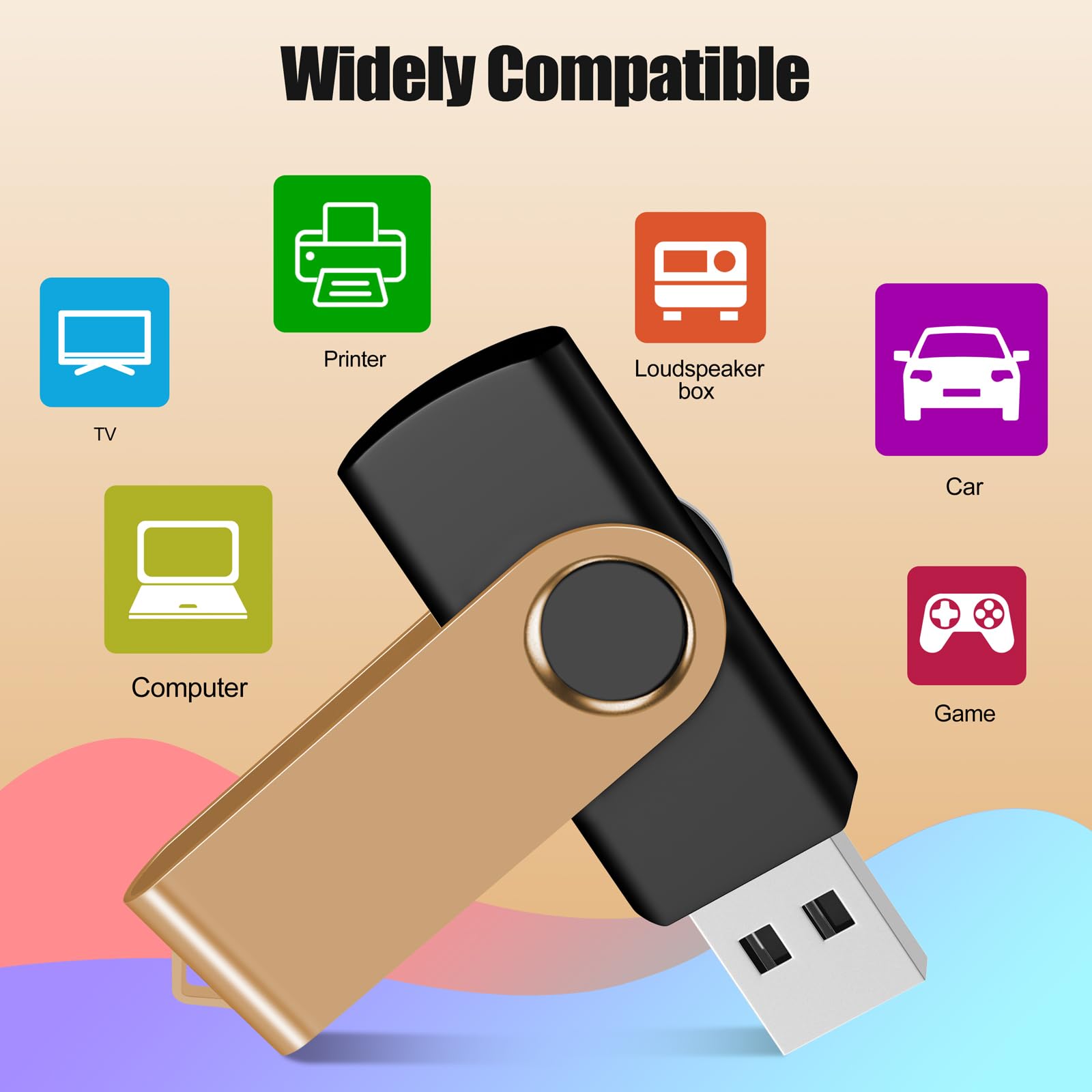 16GB 50-Pack USB Flash Drives Bulk EASTBULL USB 2.0 Thumb Drive,Gold
