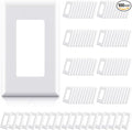 ELEGRP 1-Gang Screwless Decorator Wall Plates, Standard Size Unbreakable Thermoplastic Faceplate Cover for Decorator Receptacle Outlet Switch, UL Listed (100 Pack, Glossy White)