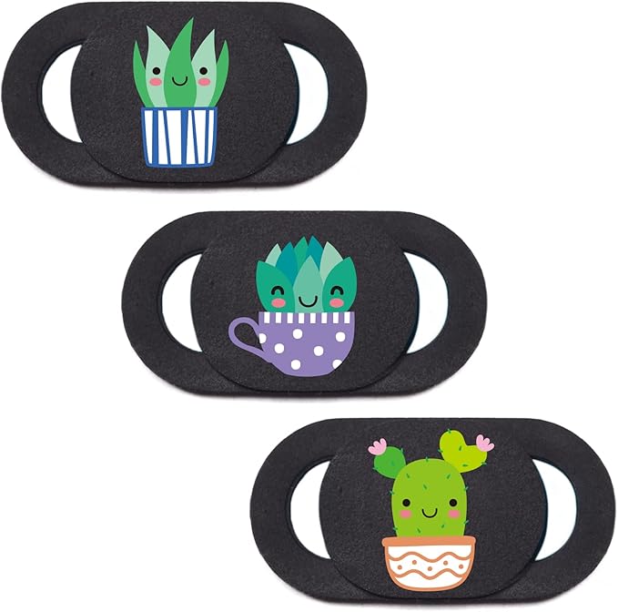 Laptop Camera Cover Slide Webcam Cover for Privacy Fits for Mini PC, PC, Surface, Tablet, Desktop Computer, Smart Phone - 3 Packs, Plants
