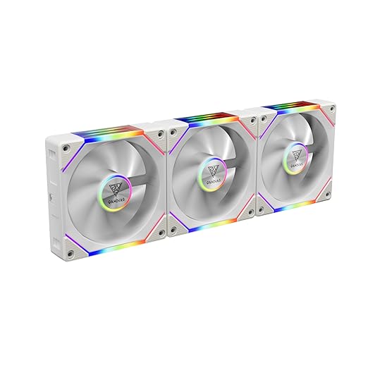 GAMDIAS AEOLUS P2-1203 120mm ARGB PWM Fan (3 Pack, no Hub), Include Reverse Fan Blade x3 & Controller, ARGB Sync, Easy Installation & Cabless Daisy-Chain Design, Silent Operation, Up to 2400RPM, White