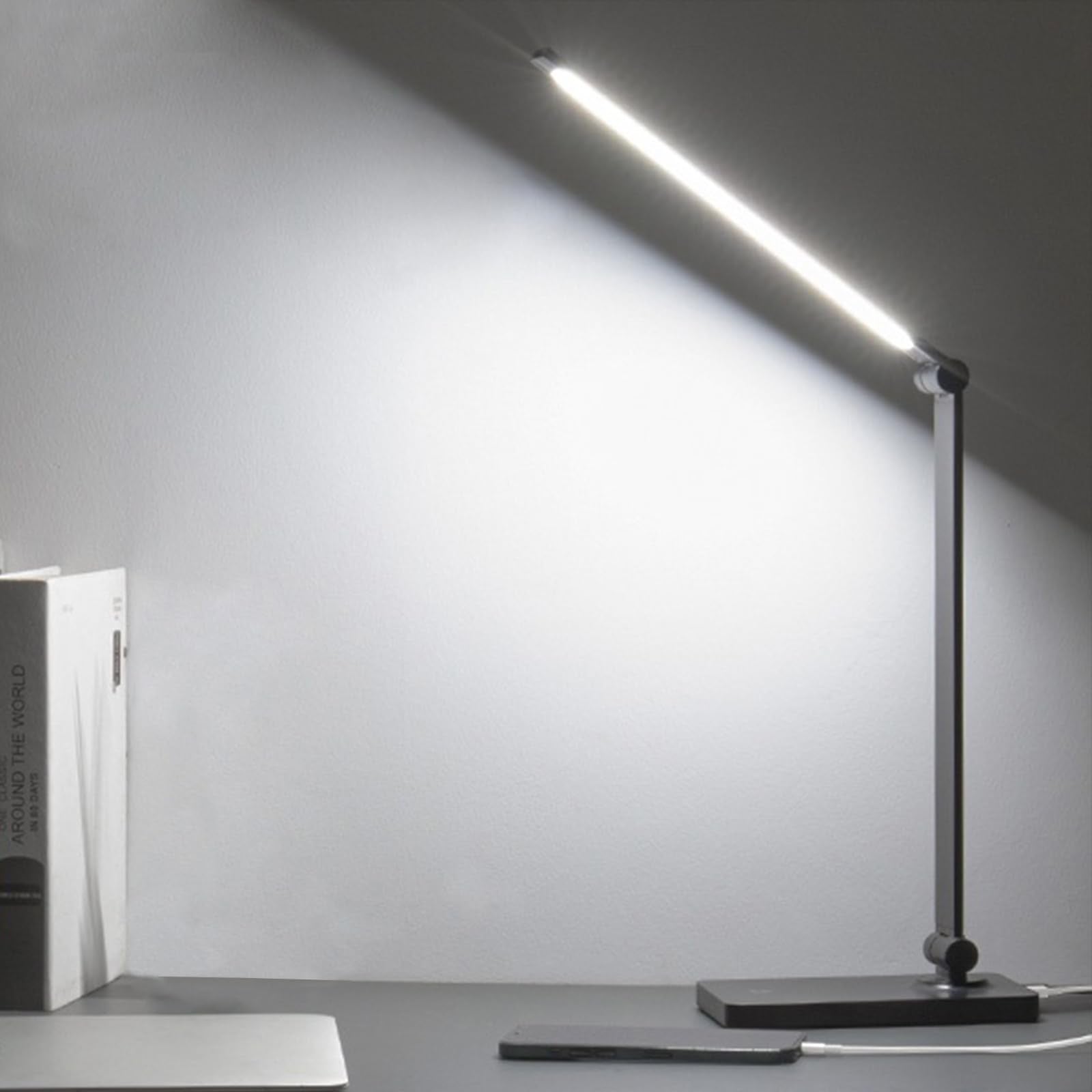 DWEPTU Rechargeable Desk Lamp, Adjustable, 3 Brightness, USB Charging Port