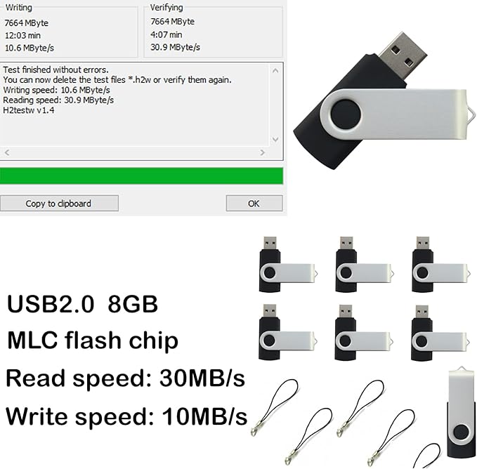 lcwamy 8GB Flash Drives 50 Pack USB Drives Bulk USB Flash Drive 50 Pack Thumb Drive Pack Flash Drive Bulk Memoria USB CupShadow (Black, No Logo)