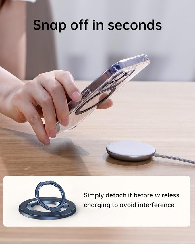 Syncwire Magnetic Phone Ring Holder for MagSafe, Magnetic Cell Phone Grip Ring Stand Finger Kickstand with Two-Sided Magnets Compatible with iPhone 16 15 14 13 12 Pro Max