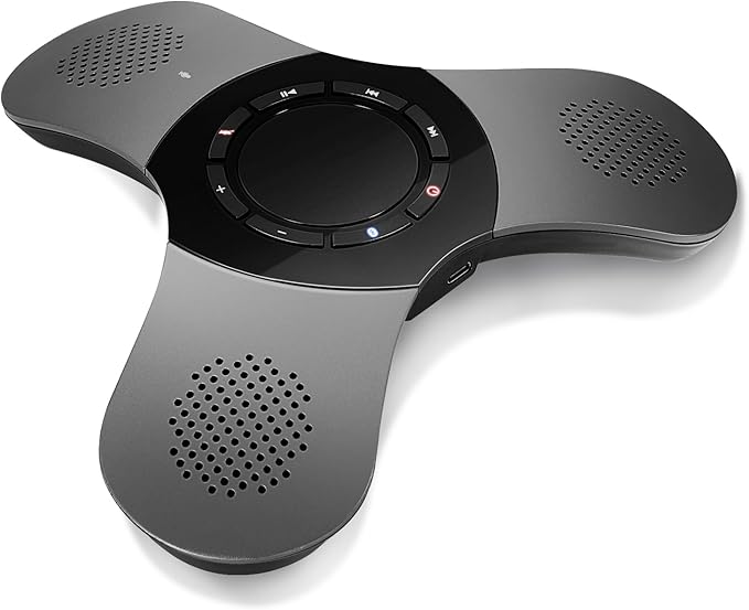 Conference Speaker with Microphone 360°Voice Pickup USB-C Speakerphone Home Office Compatible Skype/Teams/Zoom Noise Cancelling Omnidirectional Meeting Room Bluetooth Speaker with Mic for 10 People