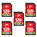 GIGASTONE 128GB SD Card 5-Pack UHS-I U1 Class 10 SDXC Memory Card Full HD Video for Digital Camera Speed up to 80MB/s, Full-Sized SD Card, with 5 mini case