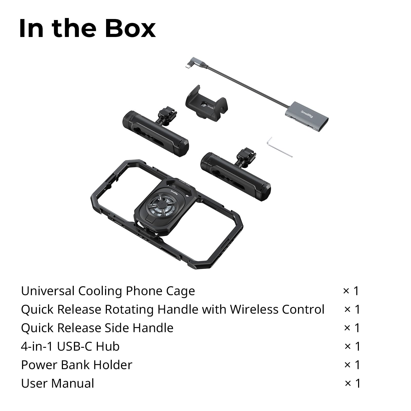 SMALLRIG All-in-One Cooling Dual Handle Phone Cage Kit for iPhone 17/16/Android, 15W Active Cooler & 4-in-1 USB-C Hub, Universal Compatibility 2.5-3.1" Phones, for Live Streaming- 5276