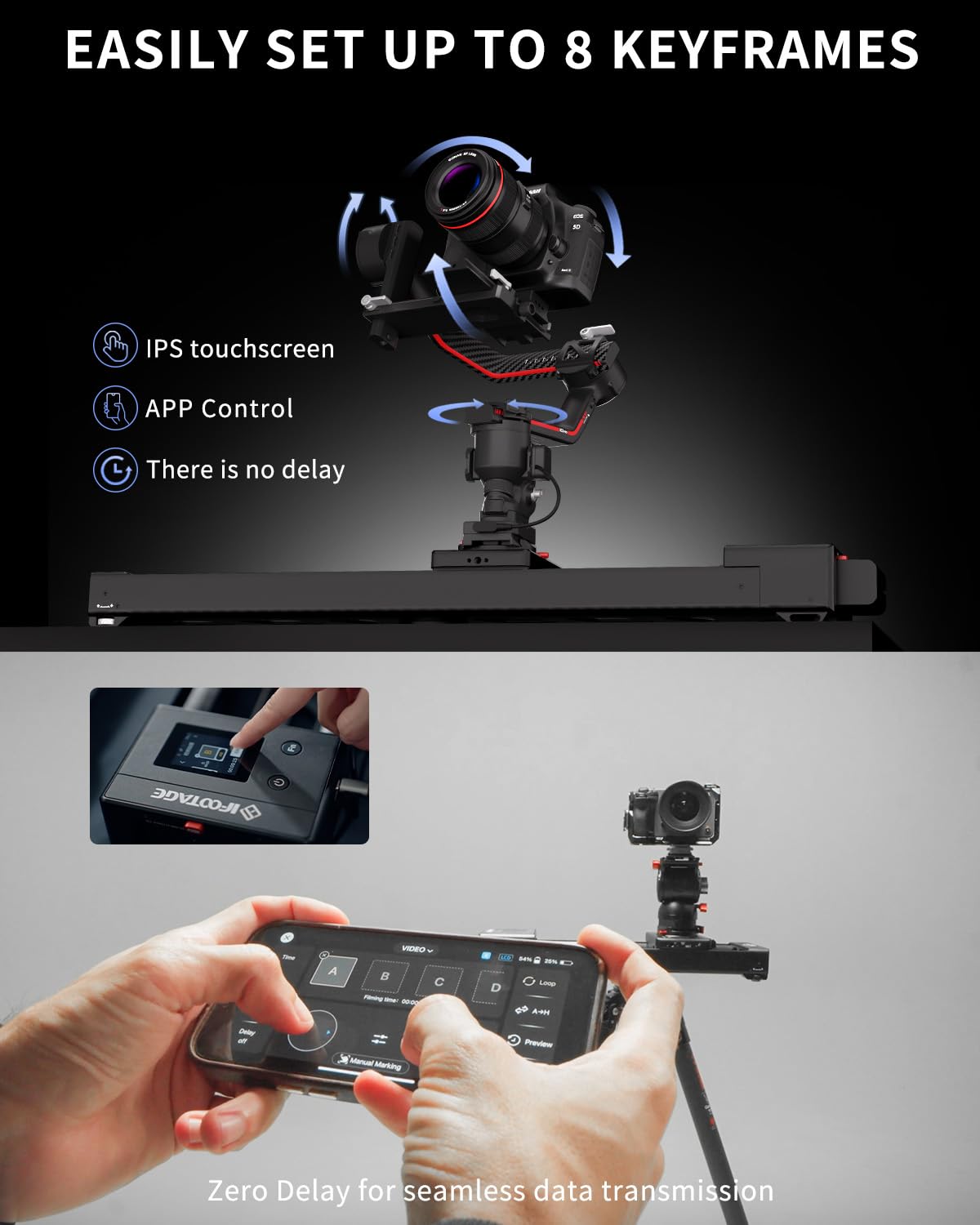 IFOOTAGE Shark Slider Nano II 660,Professional Motorized Camera Slider,Compatible with DJI RS2, RS2Pro, RS3 Pro, RS4, RS4 Pro,Video Stabilizer Rail,Timelapse,Heavy Camera,Max.Payload 15.4lbs