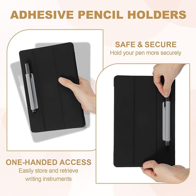 PATIKIL 2 Pcs Adhesive Pencil Holders, 105mm Long Universal Pencil Clip Silicone Pen Holder Office Pen Organizer for Desk Wall Clipboard Notebook Tablet Case Stylus, Pink