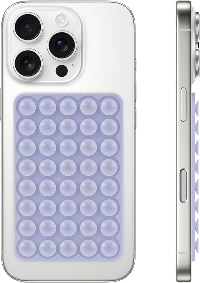 Silicone Suction Phone Case Mount, Non Slip Suction Cup Phone Mount, Phone Accessories Holder for Selfies and Videos, Silicon Adhesive Phone Stand Sticky for Cell Phone Lavender