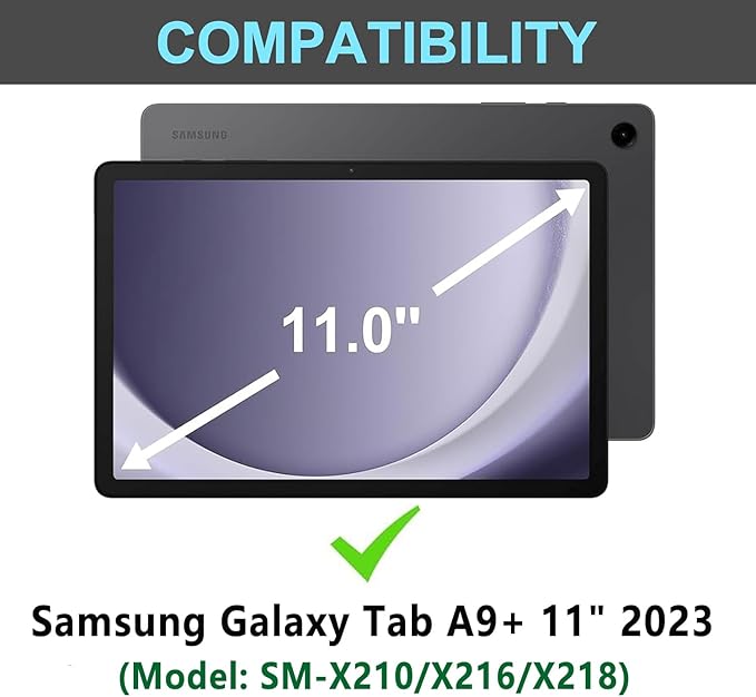Backlit Touchpad Keyboard Case for Samsung Galaxy Tab A9 Plus 5G 11 Inch 2023 Model (SM-X210/X215/X216/X218), Magnetic Detachable Keyboard Cover with S Pen Holder for Galaxy Tab A9+ 11", (Black)