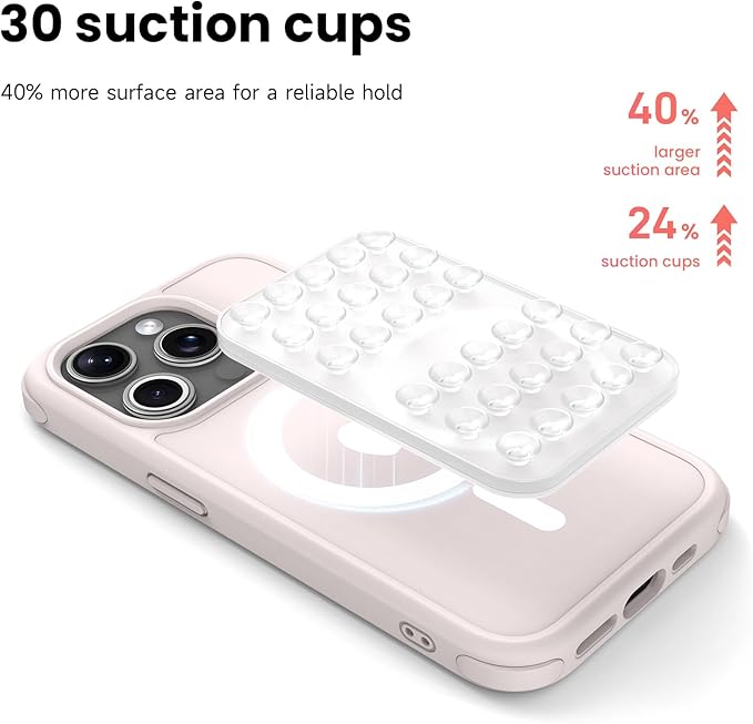 Patented Magnetic Sticky Phone Suction Grip Mount for MagSafe Case,Magnet Silicone Portable Stand Holder for iPhone 16/15/14/13/12 Series and Android, Hands-Free Selfies and Videos,Transparent