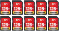 GIGASTONE 128GB SD Card 10-Pack UHS-I U1 Class 10 SDXC Memory Card Full HD Video for Canon Digital Camera, Full-Sized SD Card, with 10 mini case