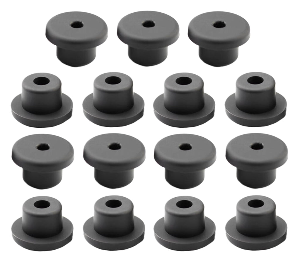 15 pcs 9/16" Drill Hole，1/4" ID Black Silicone Top hat Rubber Grommets for Wiring，Automotive，Firewall，Hole Plug，Desk，Screw，Water and Gas Pipe，Drain，House Siding，Cable Bushing，Glass，Wire Plug