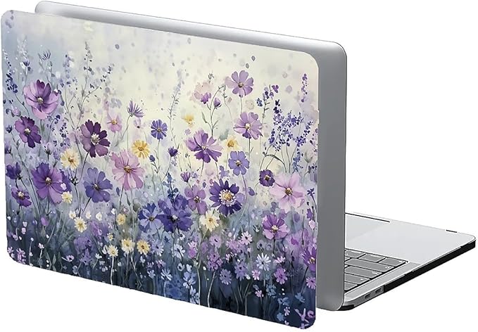 Compatible with MacBook Air 13.3 13.6 Inch Case 2022 2021 2020 2019 Plastic Hard Shell Case Cover,13.6 Air (A2681) M2 2022, Purple Wildflowers