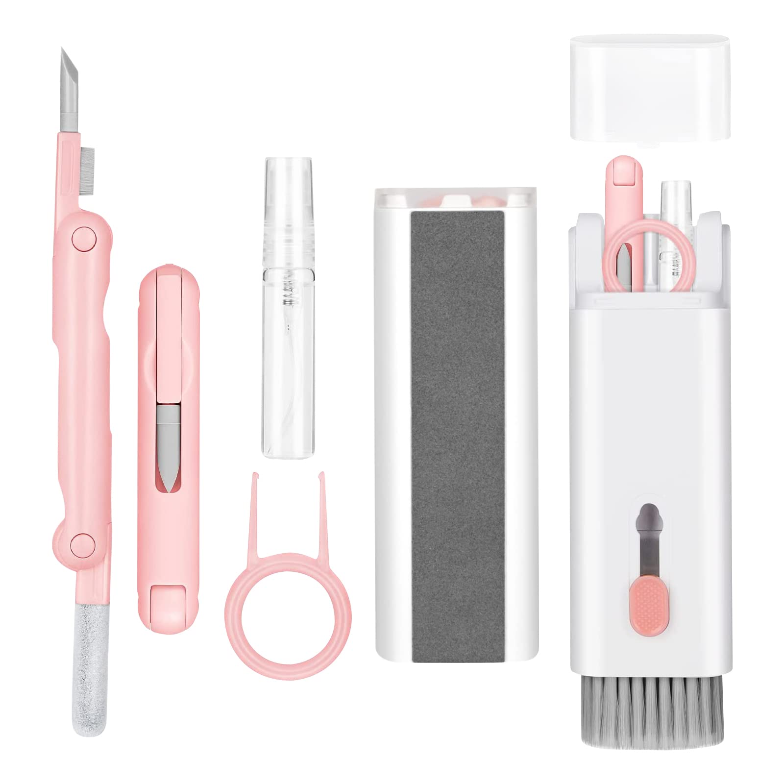 7-in-1 Electronic Cleaner Kit,Keyboard Cleaner,Laptop Cleaner Kit for Monitor, Cell Phone, Headset, Lego, Laptop Camera Lens (Pink)