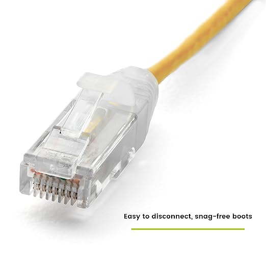 TRUECABLE Cat6 Component Rated Patch Cable, Unshielded (U/UTP), 10ft, Yellow, 28AWG Solid Copper, Snagless 10G High-Speed Ethernet Cable, PoE++ 4PPoE 100W, UL Listed, RoHS-3, 1 Pack
