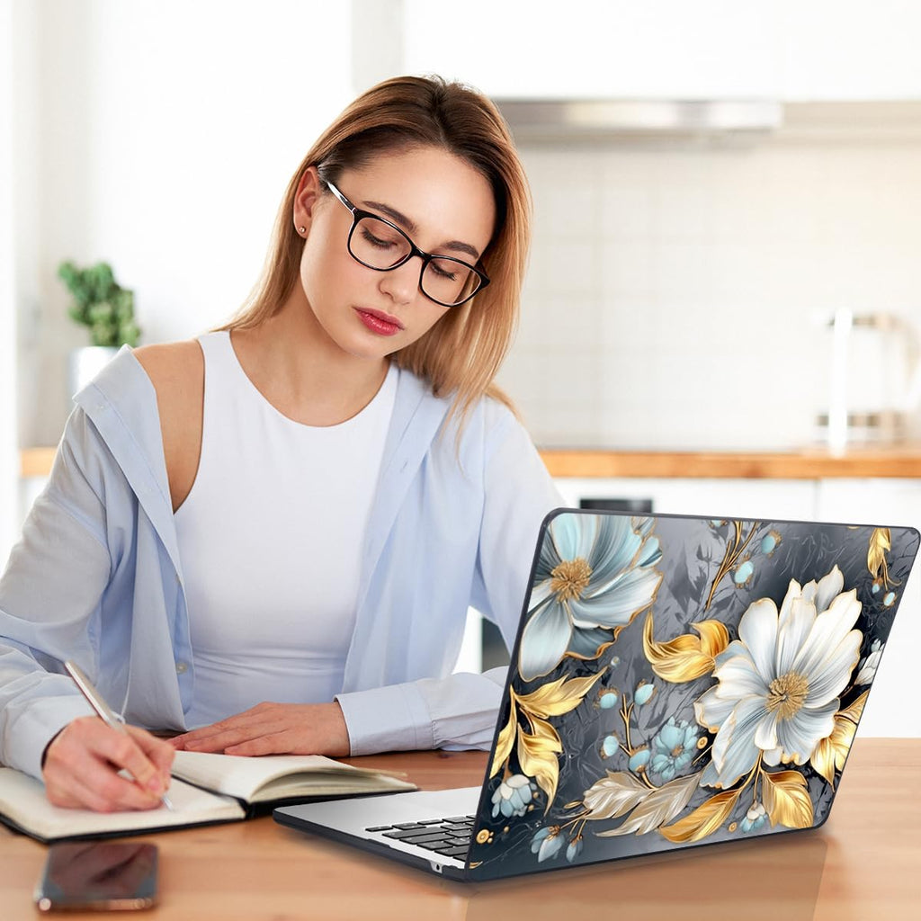Teryeefi Compatible for 2022-2025 2026 MacBook Air 13.6 inch Case M5 A3449/M4 A3240/M3 A3113/ M2 A2681, Flowers Hard Shell Case&Keyboard Cover&Type C Adapter, Modern Abstract Art