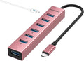 FORIDA USB C Hub-8 Port USB HUB with 7 USB3.0 Data Ports,Aluminum Alloy USBC Splitter with Type C 5V/3A Power Port Compatible with MacBook,iPad,Surface Pro,Laptop,PC (Rose Gold,USB C-9.8in)