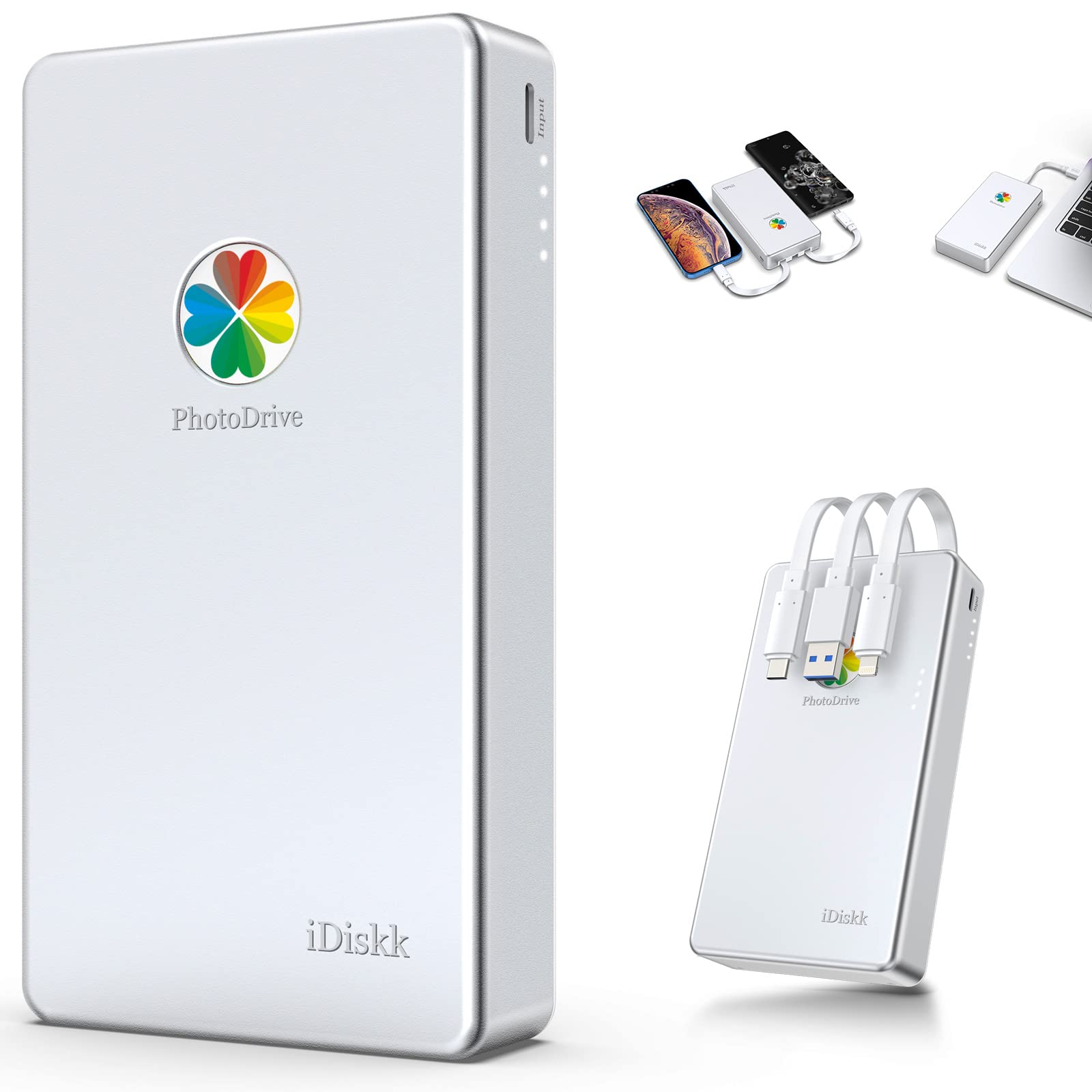 iDiskk MFi 2TB External Hard Drive for iPhone Android Phone iPad Mac PC