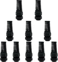 LeMotech 10Pcs NPT 3/4" IP68 Waterproof Cable Gland Flex Spiral Strain Relief Black Nylon Joint with Gaskets for 12.5-18mm Wire Thread