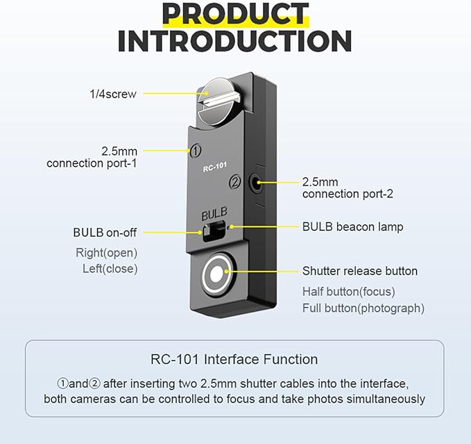 for nk d850 d800 z8 z9 d810 Camera Releases The Shutter Cord Remote Control RC101-dc0 Remote 1/4 Screw Fixing Small Release Button Handle (RC-101 DCO NK)