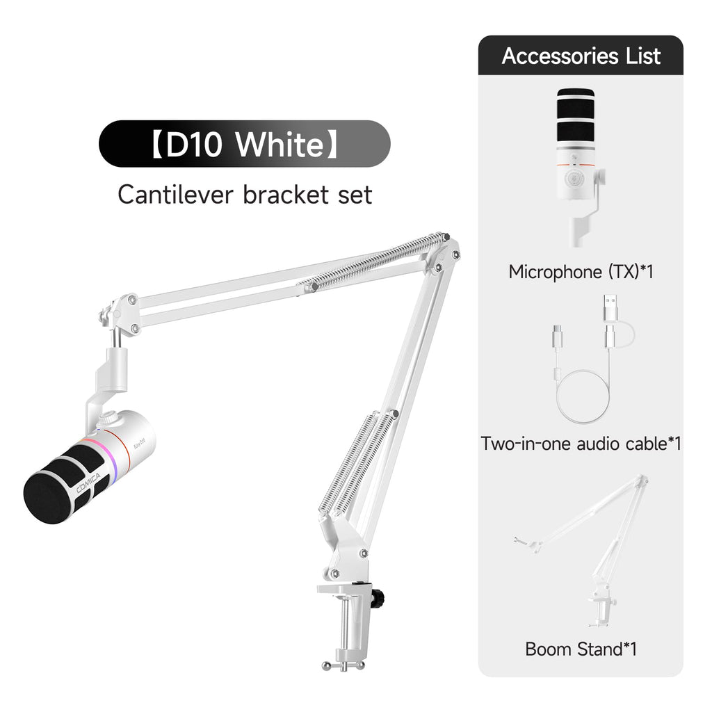COMICA EJoy D10(A) USB/XLR Dynamic Gaming Mic with Boom Arm, Noise Cancel