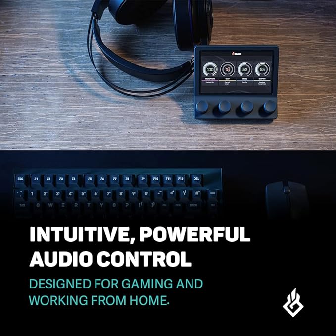 BEACN Mix - USB C Windows Audio Controller with a Beautiful 5” Color Display and 4 Smooth Push-Button encoders for Streaming, Gaming, Podcasting, and Work from Home Applications (Dark)