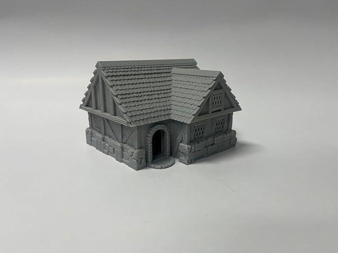 Paintable Tabletop Miniature Little Town Building Terrains Compatible with RPG War Games - 18mm Scale Dioramas Building Set Scenery with Medieval Architecture Style by HAUTICO (HVillageHouses2-1)