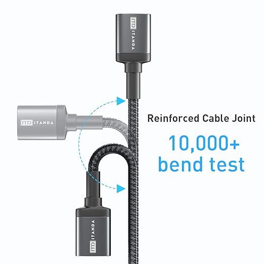 ITD ITANDA 15FT USB Extension Cable USB 3.0 Extension Cord Type A Male to Female 5Gbps Data Transfer for Keyboard, Mouse, PlayStation, Xbox, Flash Drive, Printer, Camera and More, Grey