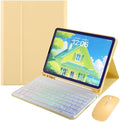for iPad mini 7 (A17 Pro)/ iPad mini 6th 7th Generation Keyboard Case with Mouse and Rainbow Backlit Detachable Bluetooth Keyboard Cover,Yellow