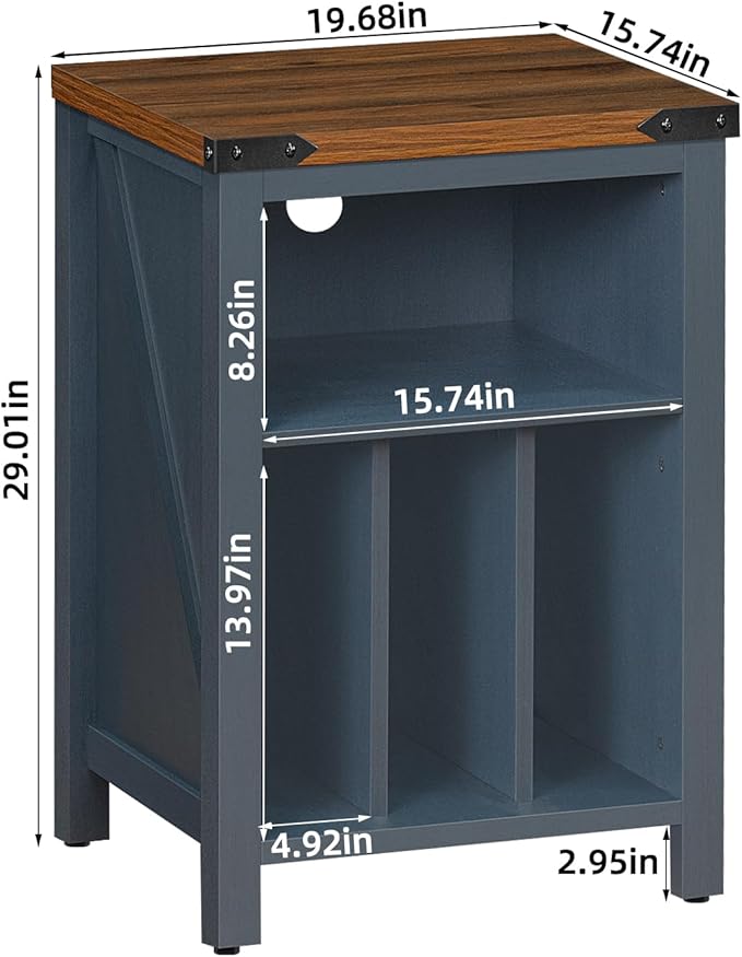 Record Player Stand with Vinyl Record Storage Holds up to 160 Albums,Large Wood Record Player Table Dispaly Shelf，Blue Turntable Stand Cabinet for Living Room,Bedroom,Office 9