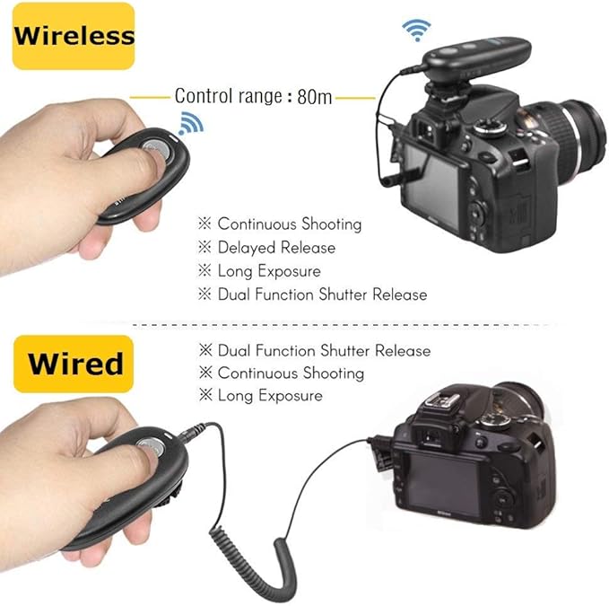 PHOLSY Wireless Shutter Release Camera Remote Compatible with Nikon Z5 Z8 Z9 Z7ii Z6 Z6ii D750 D780 D7500 D7200 D5600 D5500 P7700 P7800 P950 D90 D4 D5 D6 D800 D850 D810 D700 D300 D200 COOLPIX Series