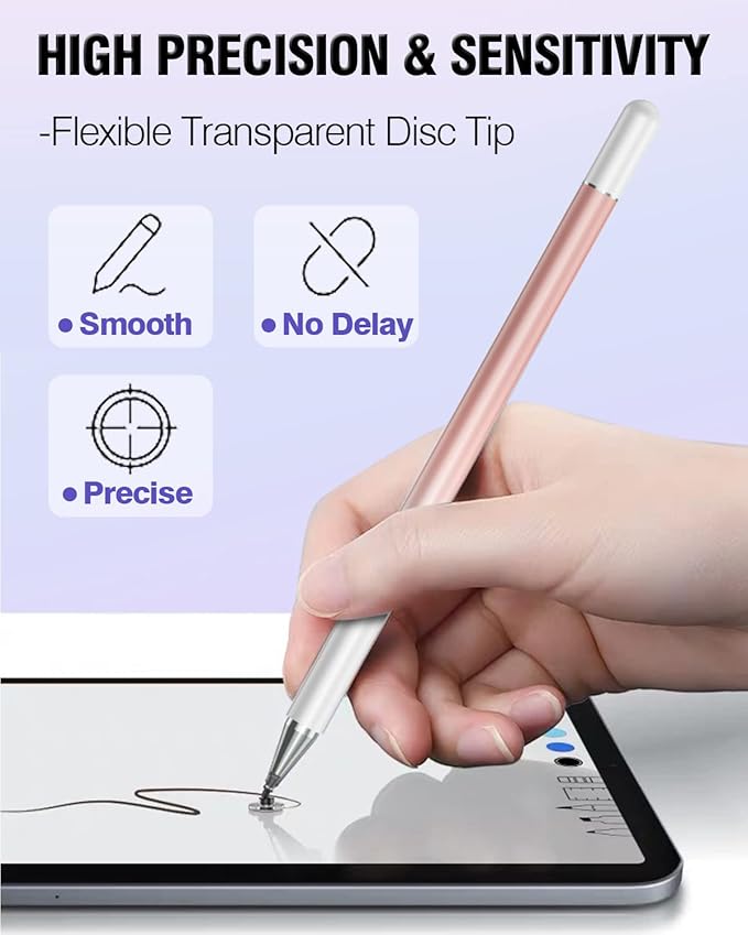 Stylus Pens for Touch Screens, 2 in 1 High Precision Universal Stylus Pen for iPad Compatible with Apple, iPhone, iPad, Android, Samsung Tablets, Phones, 3 Pack -Blue, Green, Pink