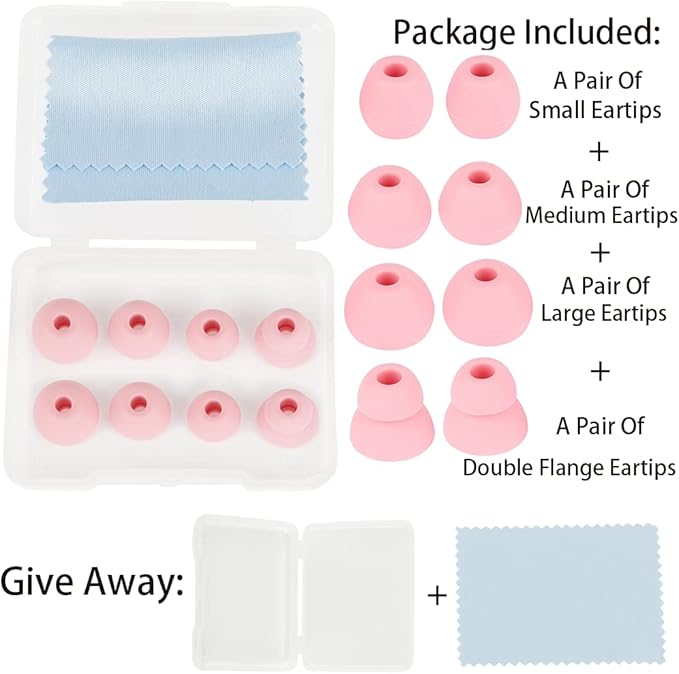 Earbud Tips Earbuds Replacement Tips Replacement Earbud Tips Earbud Covers Silicone Tips Replacement Ear Tips Compatible with Powerbeats Pro Beats Wireless Earphone Headphones 4 Pairs (Pink)