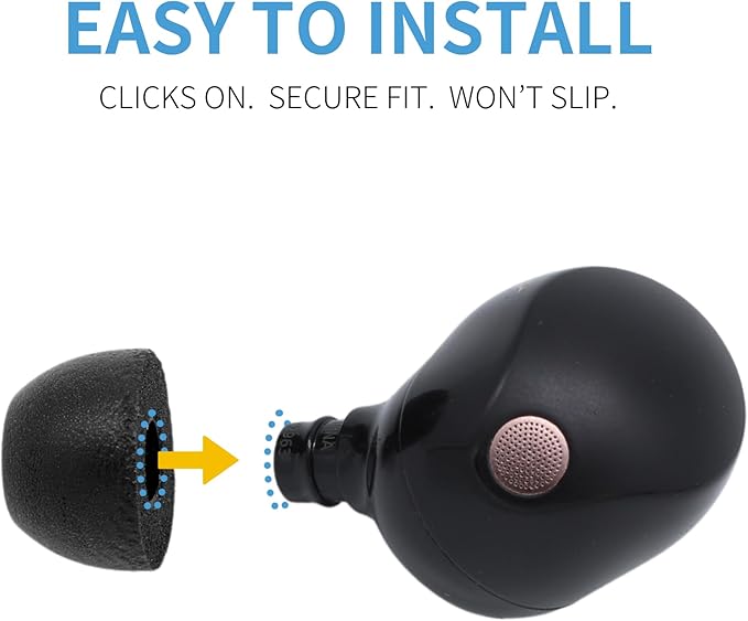 Comply TrueGrip | Premium Memory Foam Replacement Earbud Tips for Sony True Wireless Earbuds | Enhanced Comfort, Secure Fit, Superior Noise Isolation, Cleaning Tool | Black, Medium (3 Pairs)