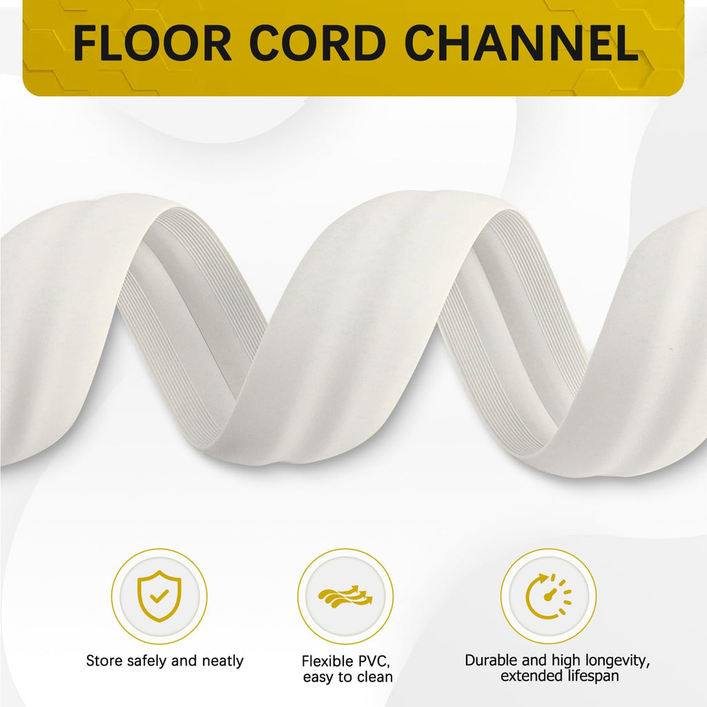 JAHOMFAI Floor Cord Cover 10FT Cord Covers for Wires on Floor Protect Wires & Prevent Trip Hazards, Easy to Cut for Home, Office, School, Concerts, Cavity W0.6in x H0.32in