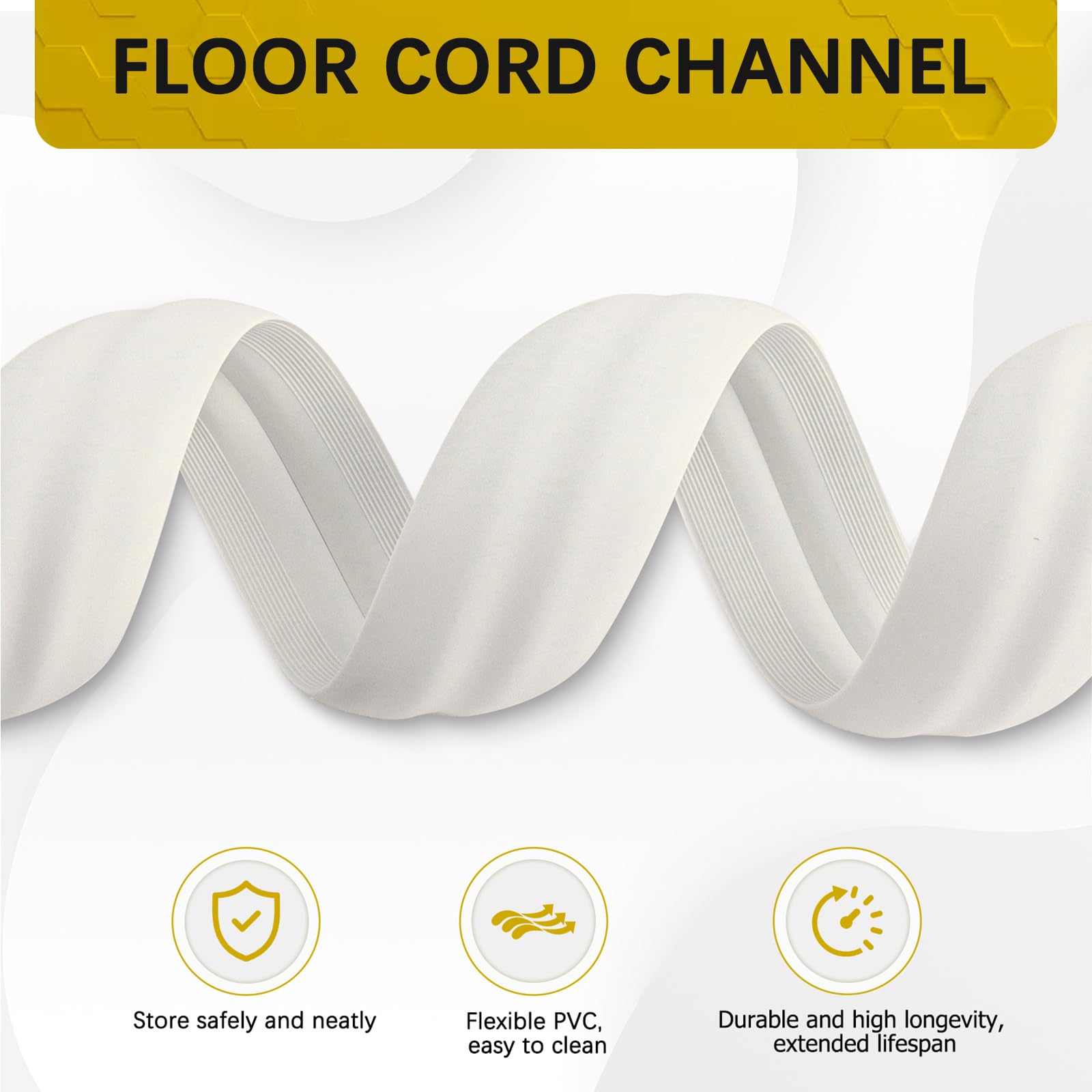 JAHOMFAI Floor Cord Cover 10FT Cord Covers for Wires on Floor Protect Wires & Prevent Trip Hazards, Easy to Cut for Home, Office, School, Concerts, Cavity W0.6in x H0.32in