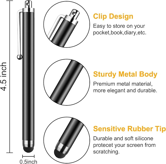Stylus Pen [10 Pack] Universal Capacitive Touch Screen Pens for Tablets, iPad Mini, iPad Pro, iPad Air, Smartphones, Samsung Galaxy - Multiple Colors
