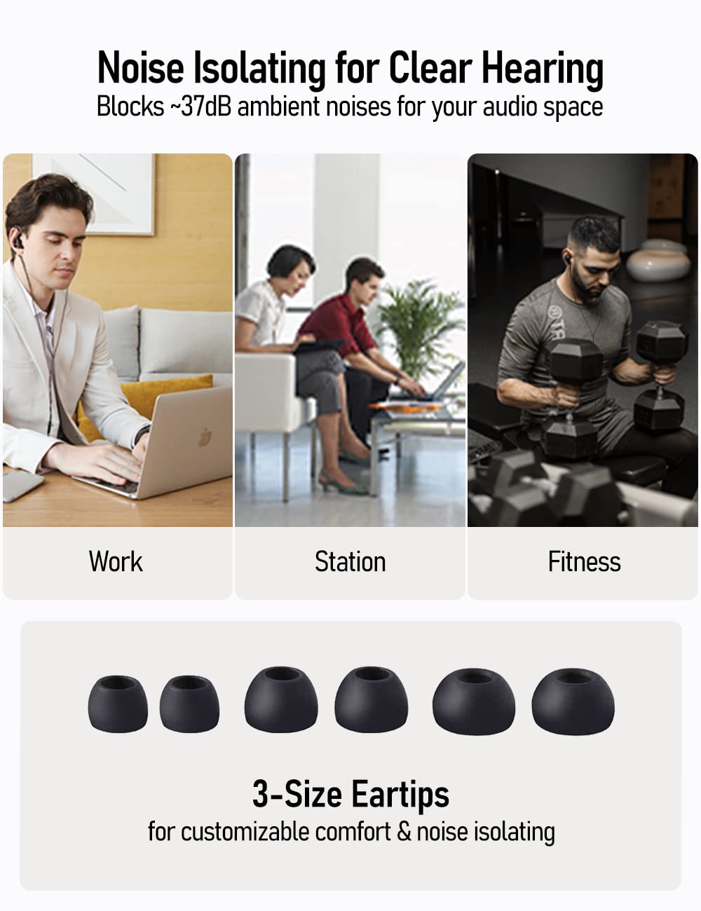 Audiovance Vibes 201 HiFi Wired Earbuds, 3.5mm in-Ear Headphones