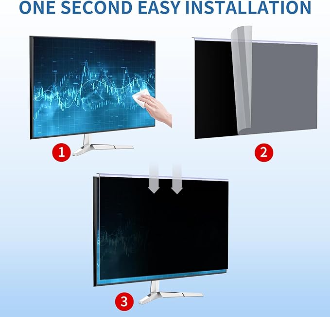 24 Inch Computer Privacy Screen for 16:9 Monitor, Anti-Blue Light Monitor Privacy Screen Filter, Anti-UV Computer Hanging Shield, Universal 23.6'', 23.8'', 24''